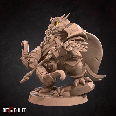 Owl Ranger from Bite the Bullet's Owlfolk set. Total height apx. 37mm. Unpainted Resin Miniature - image4